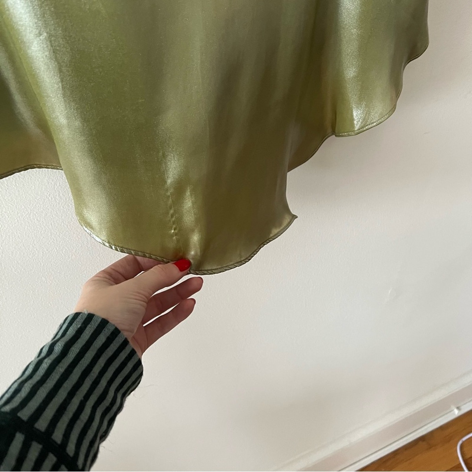 Uo Mallory Metallic Lime Green Cowl Neck Slip Dress — image 4 of 8